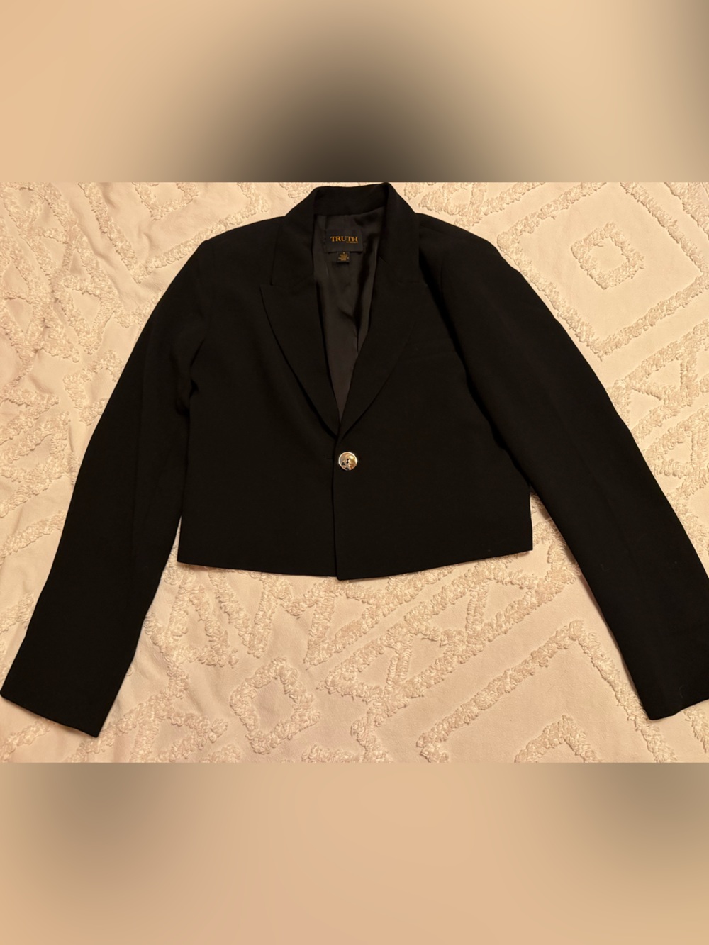 Black Cropped Single-Button Blazer